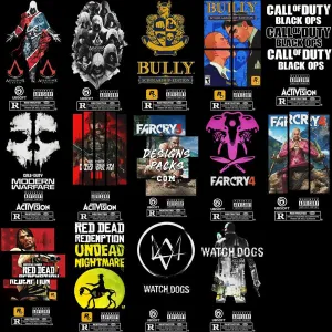 20 Popular Video Games Streetwear Gaming Designs Bundle PNG