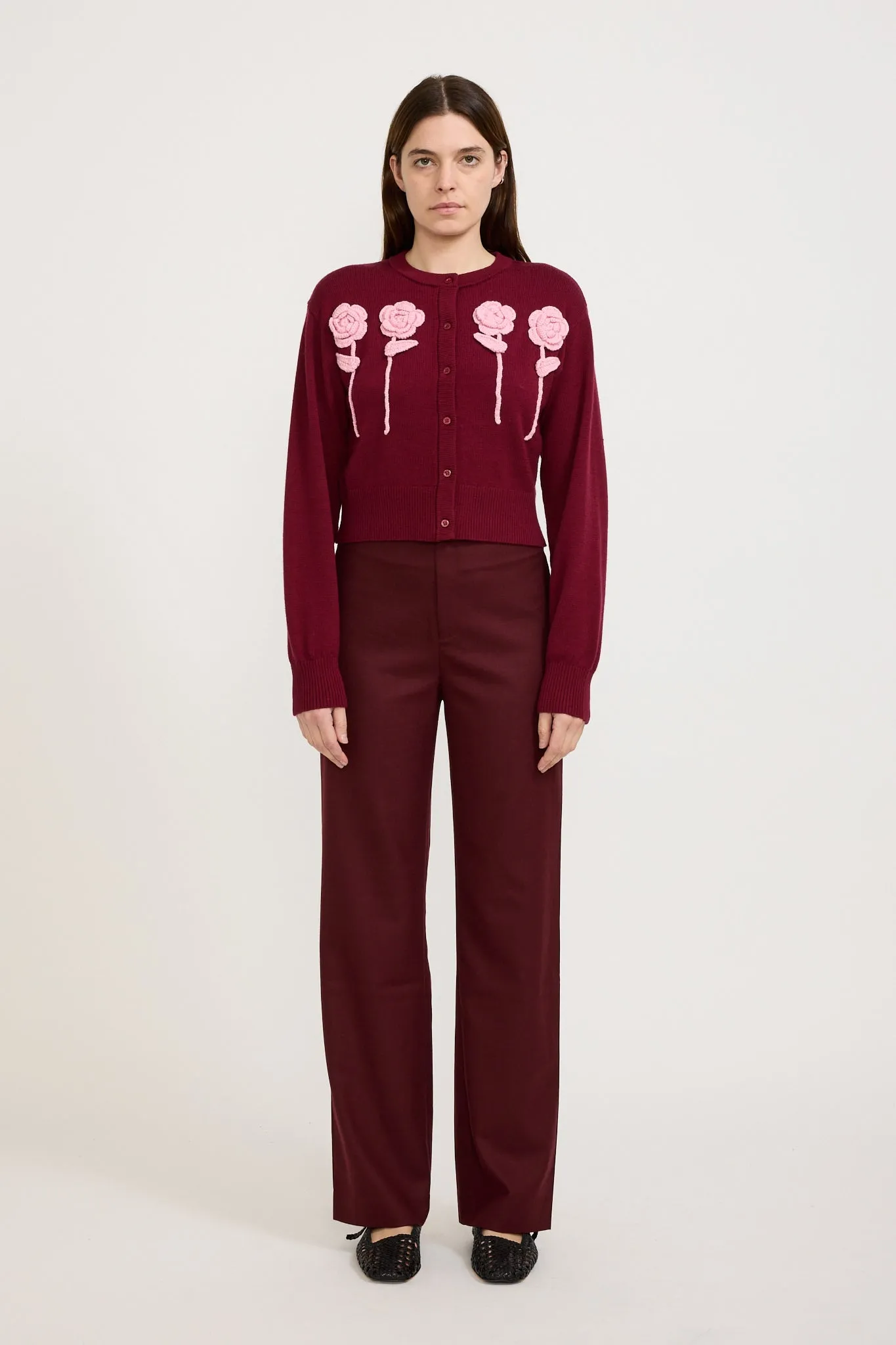 Ally High Waisted Trouser Maroon