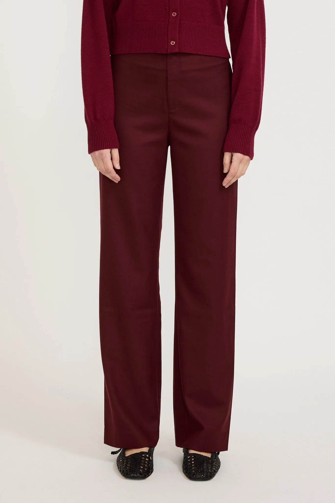 Ally High Waisted Trouser Maroon