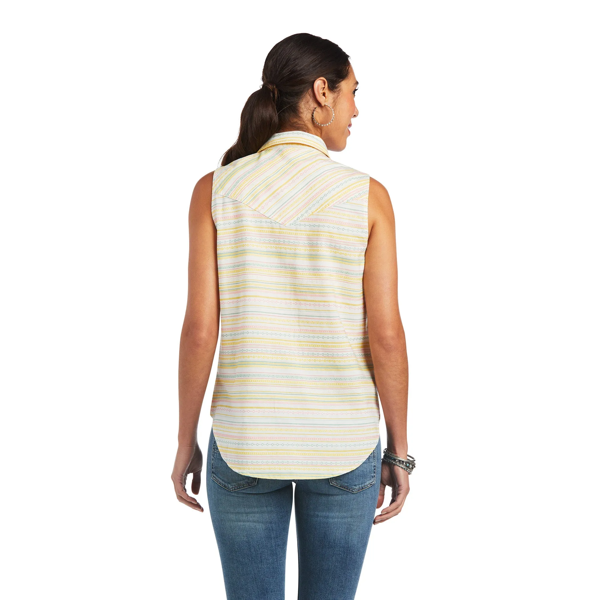 Ariat Ladies Jasmine Yarn Dye Jacquard Stripe Sleeveless Shirt 10040509