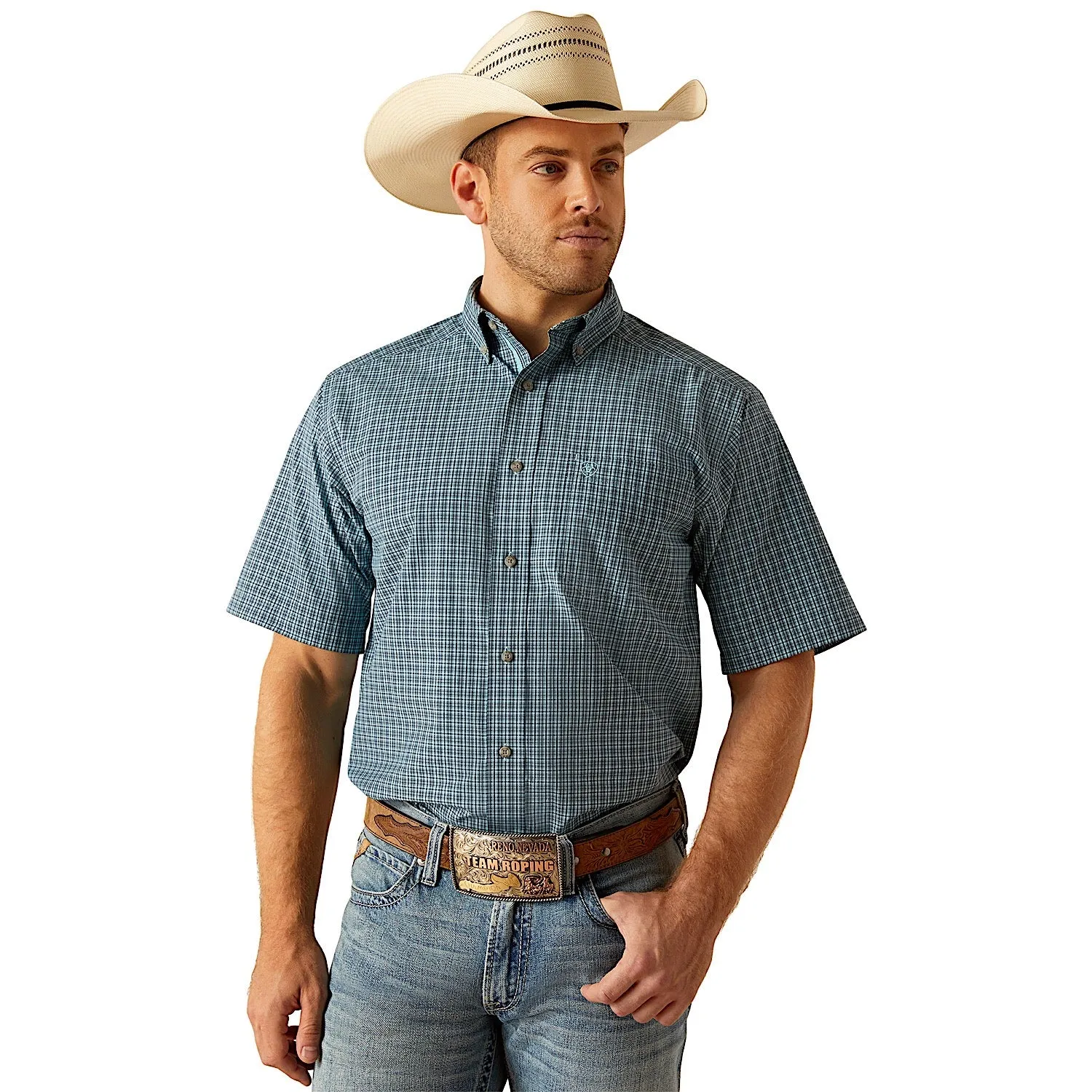 Ariat Men's Pro Series Kameron Classic Fit Short Sleeve Shirt - Aqua