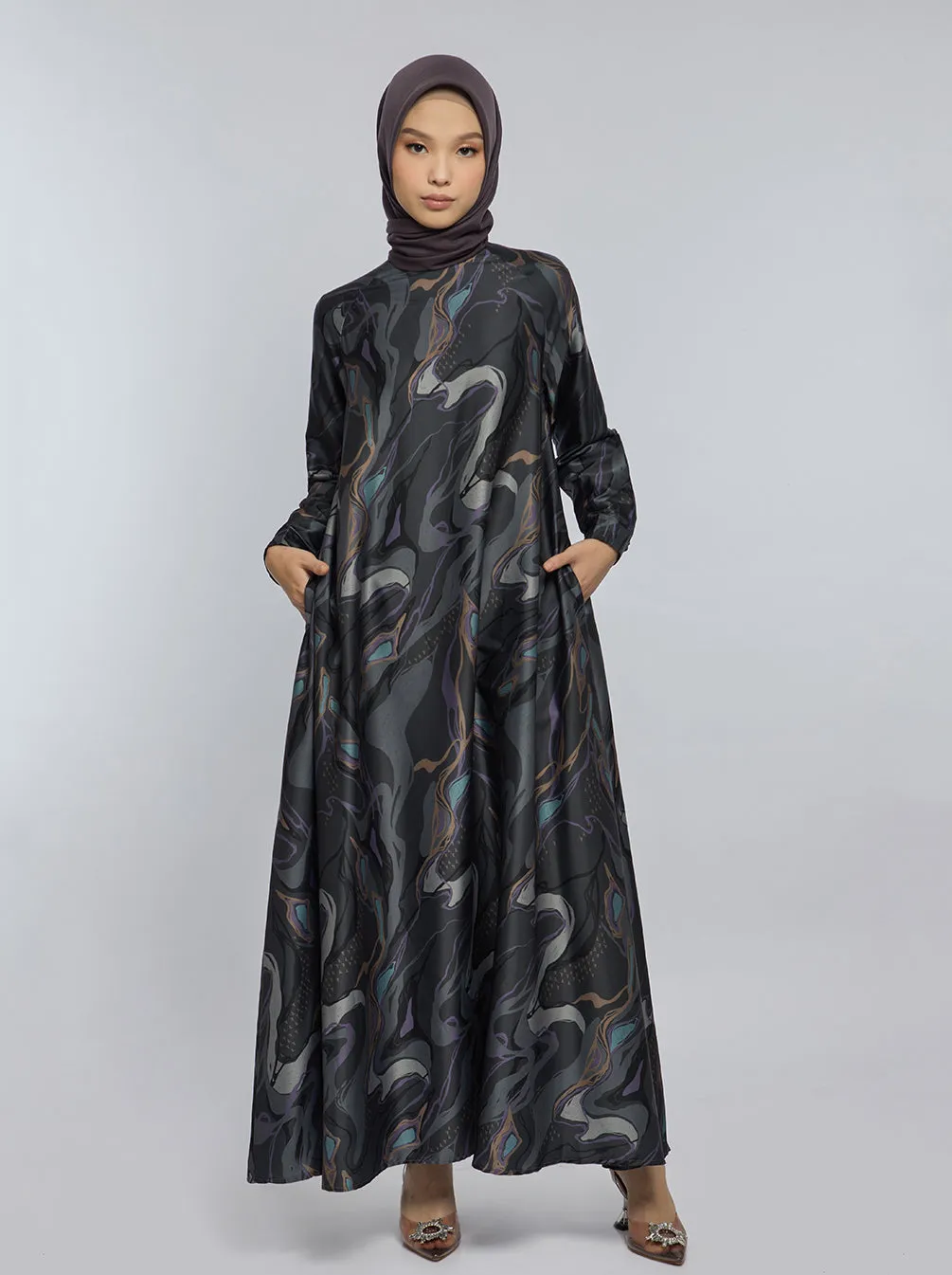 ARMELL DRESS CHARCOAL