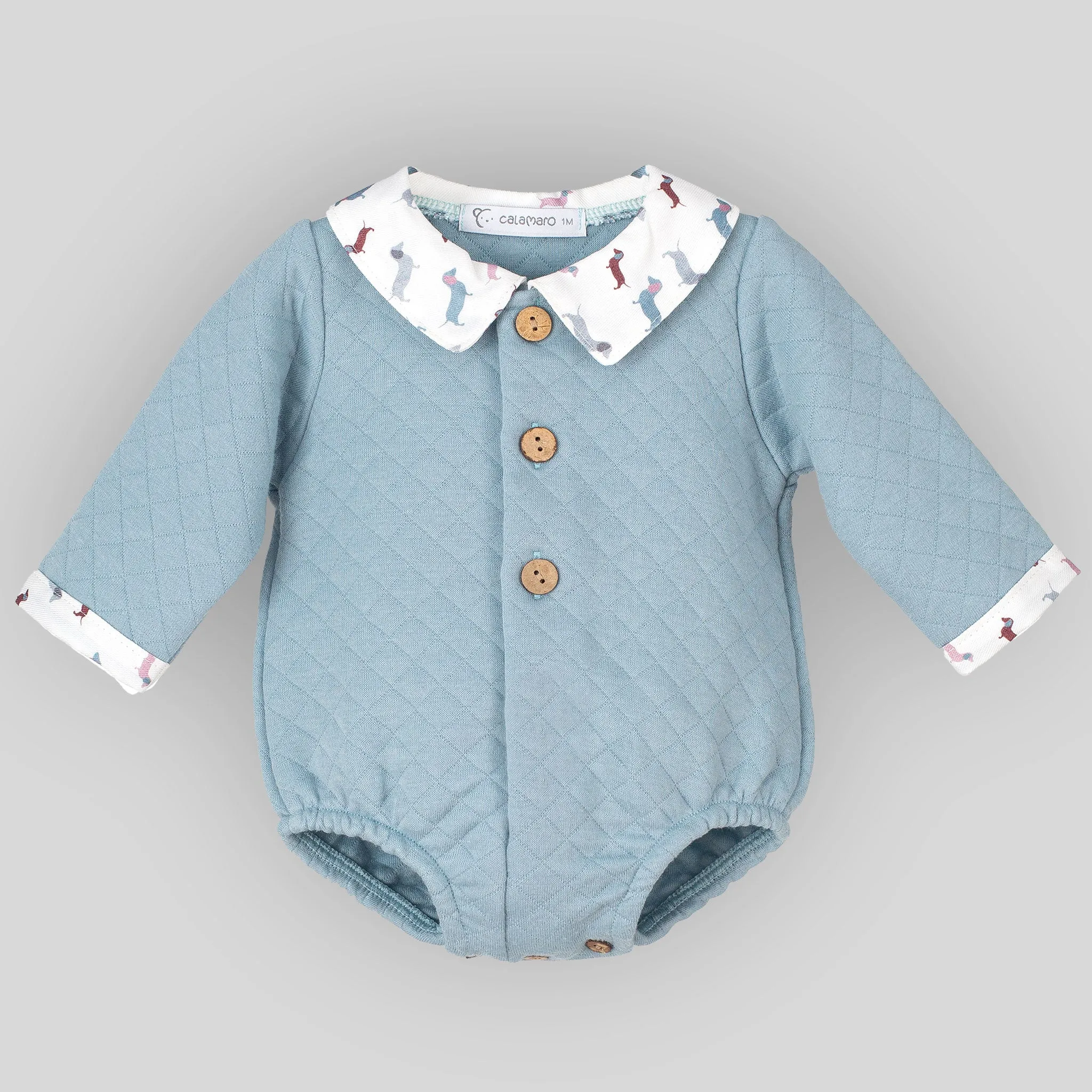 Baby Boys Quilted Romper - Blue - Calamaro 32413