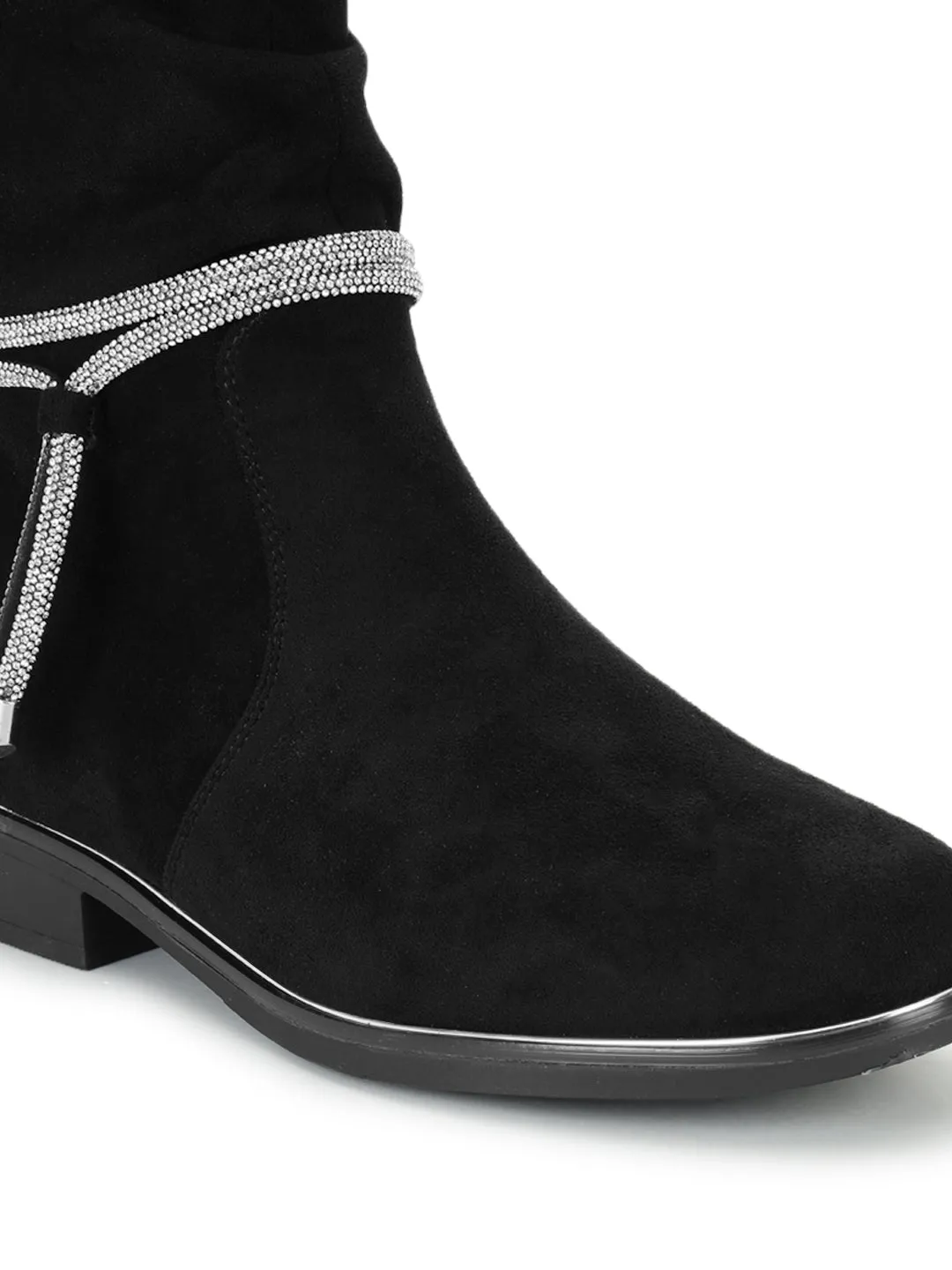 Black Suede High-End-Fashion Stylish Ankle Boots (TC-RS3690-BLK)