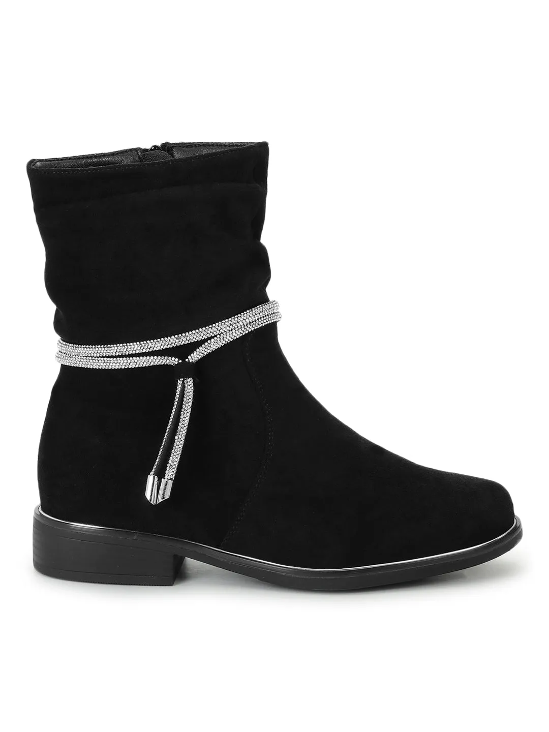 Black Suede High-End-Fashion Stylish Ankle Boots (TC-RS3690-BLK)