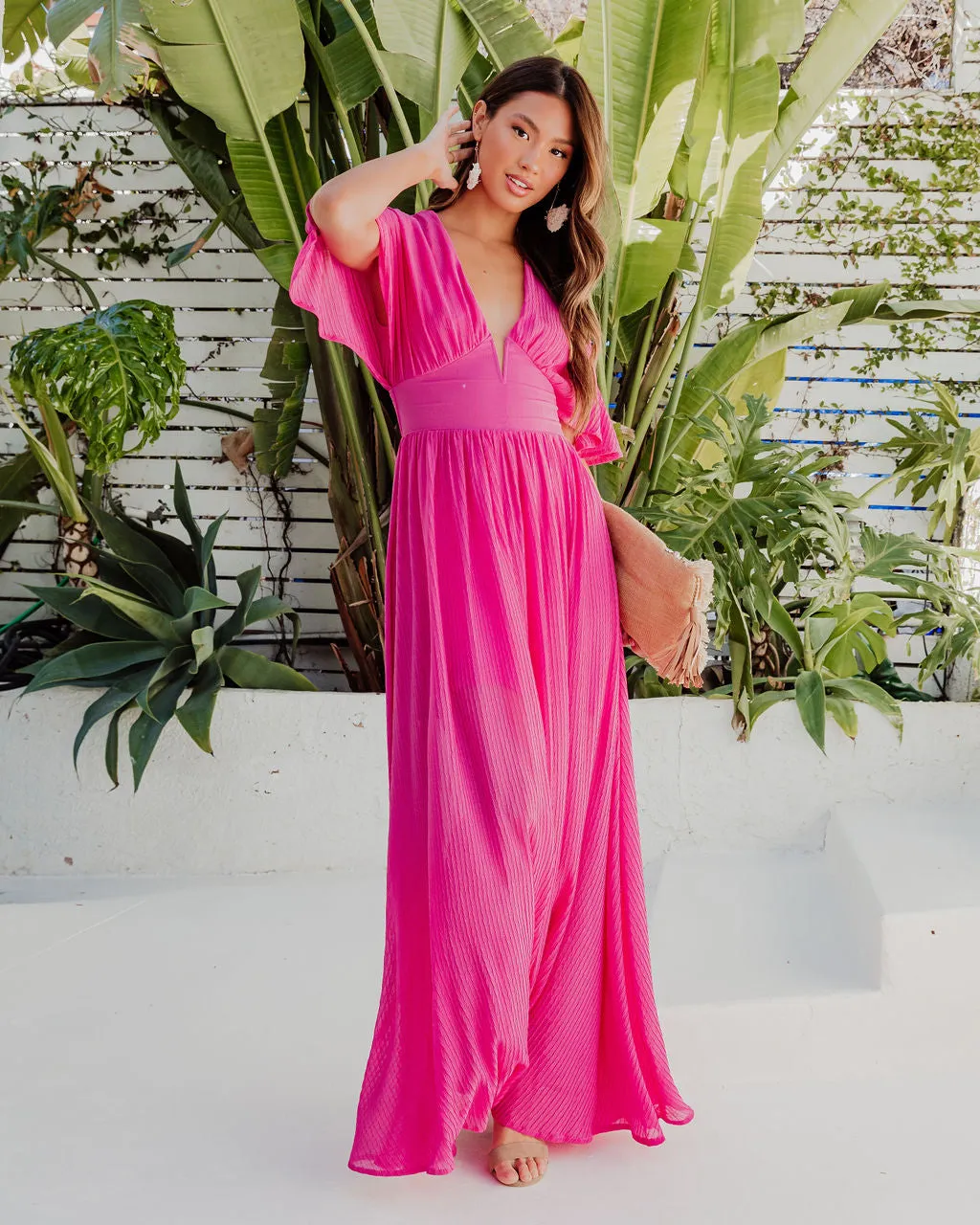 Cathleen Plunge Neck Maxi Dress