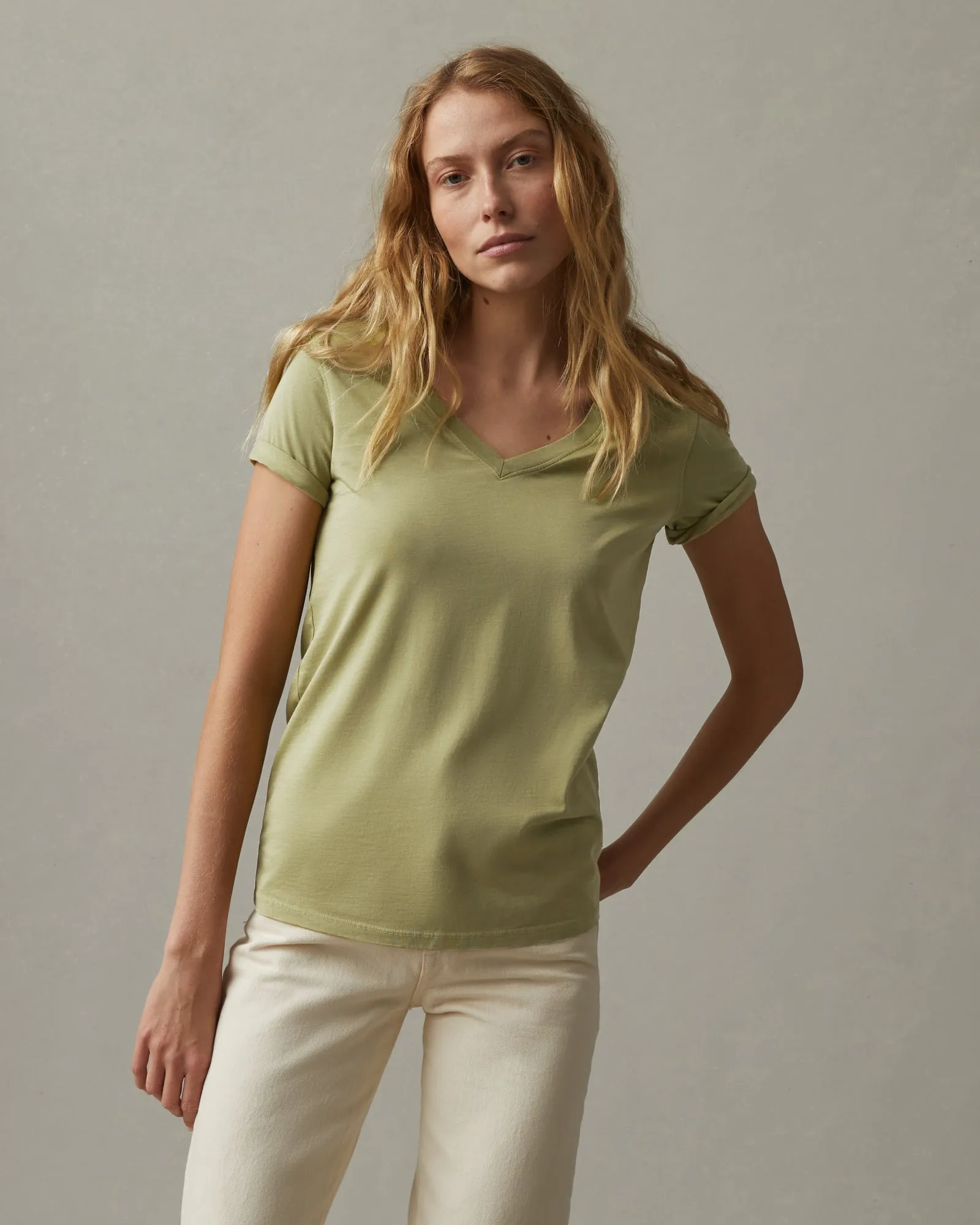 Classic Cotton V-Neck Tee - Beechnut