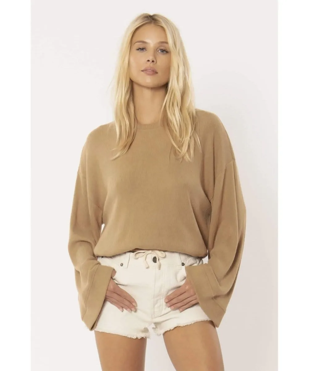 Cosi Long Sleeve Fleece Top Mocha