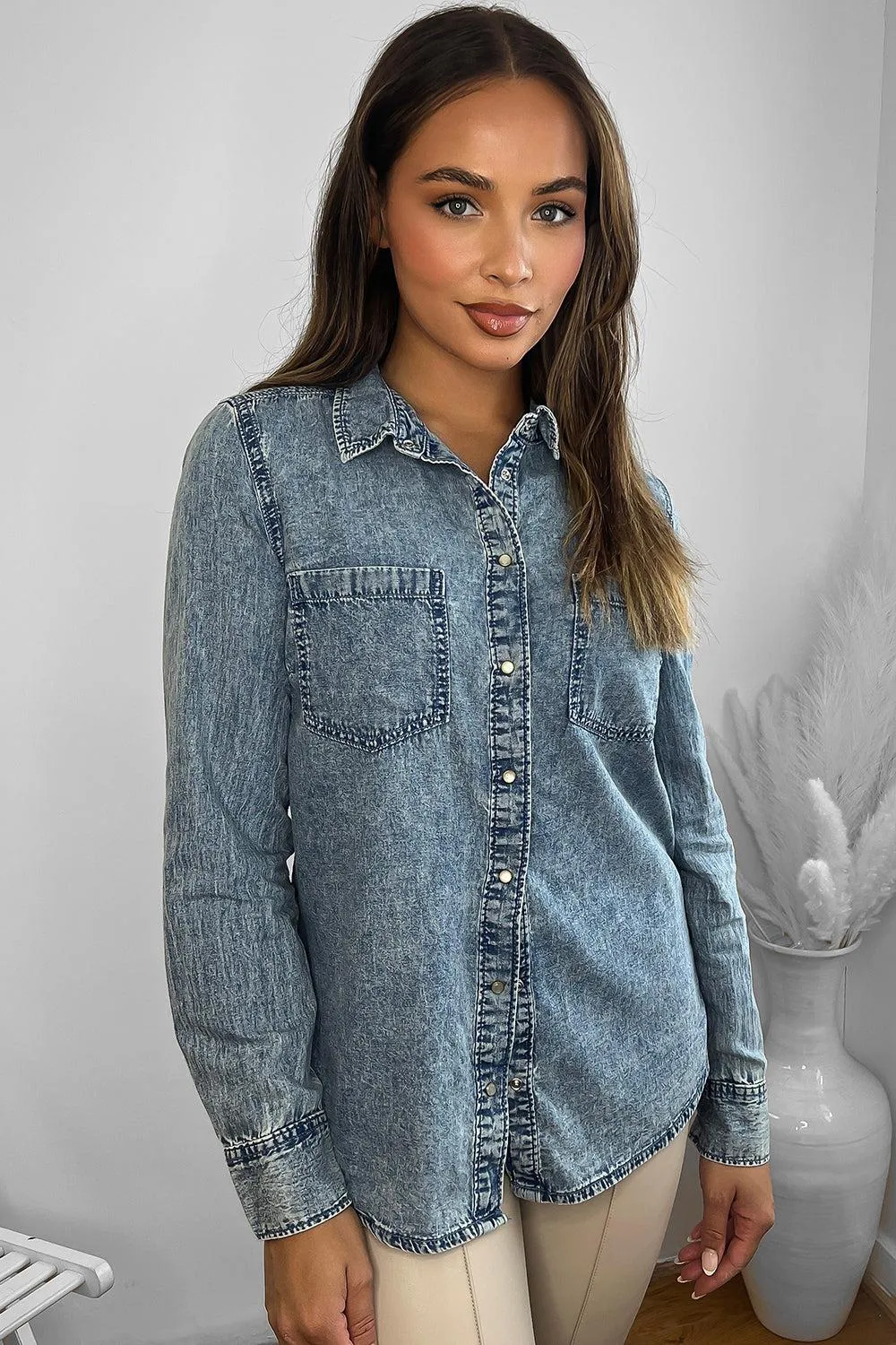 Cotton Acid Wash Denim Shirt