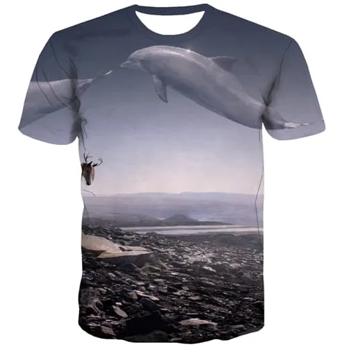 Dolphin T shirts Men Animal T-shirts Graphic Harajuku T-shirts 3d Short Sleeve