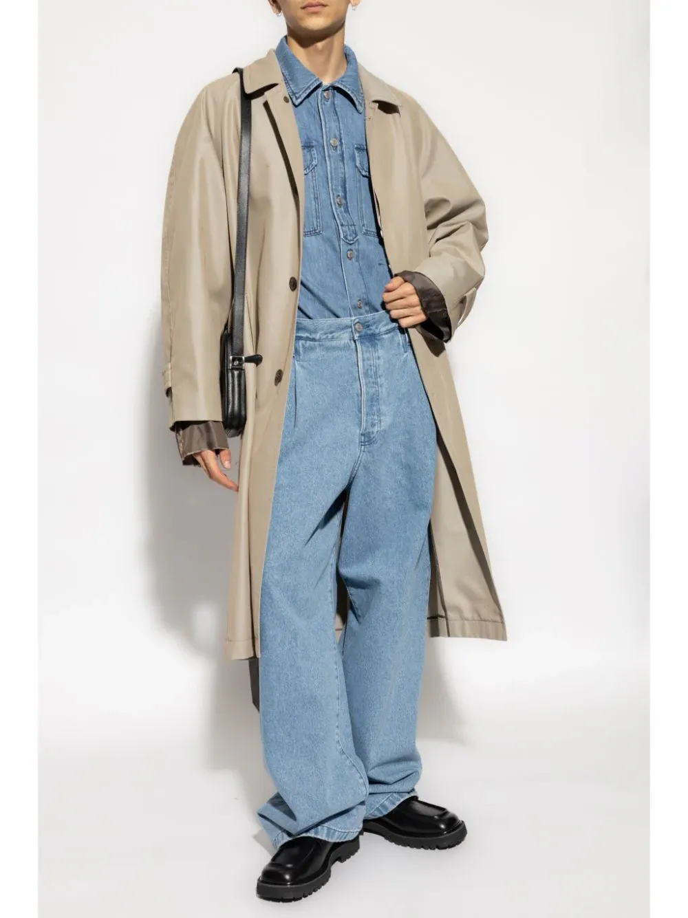 DRIES VAN NOTEN - Men High Waisted Denim Pleated Pants