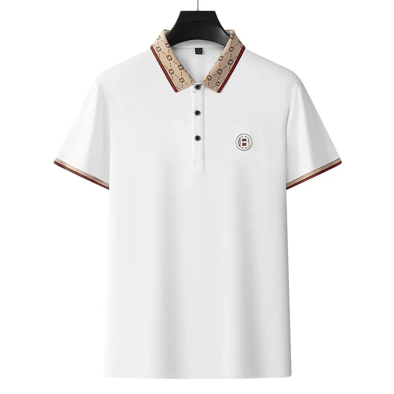 Embroidered Short Sleeve Business Casual Polo Shirt