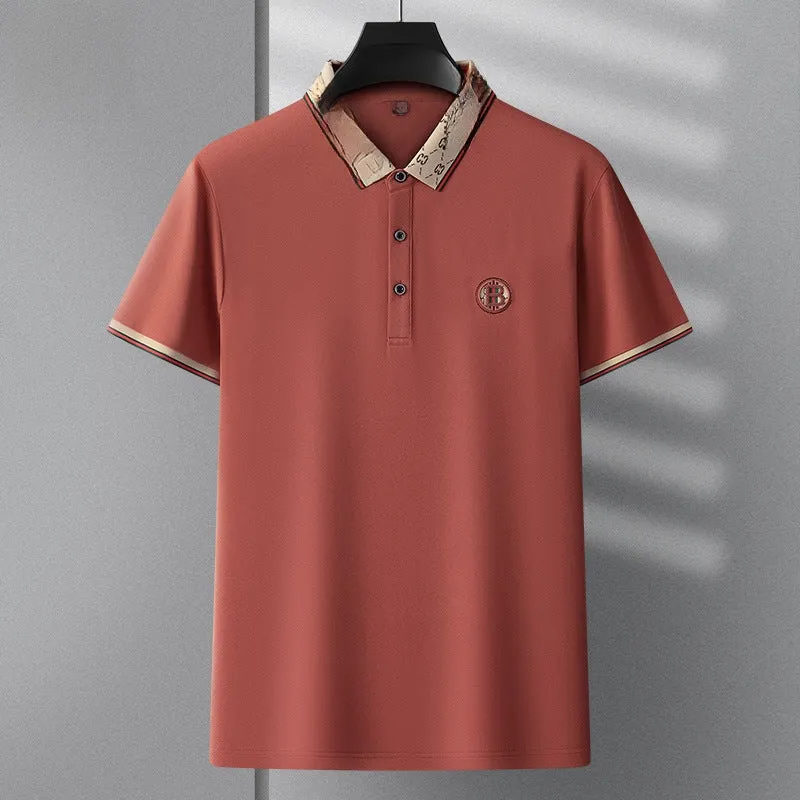 Embroidered Short Sleeve Business Casual Polo Shirt