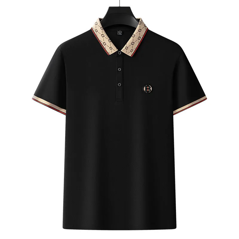 Embroidered Short Sleeve Business Casual Polo Shirt