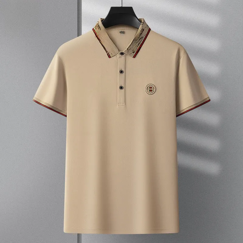 Embroidered Short Sleeve Business Casual Polo Shirt