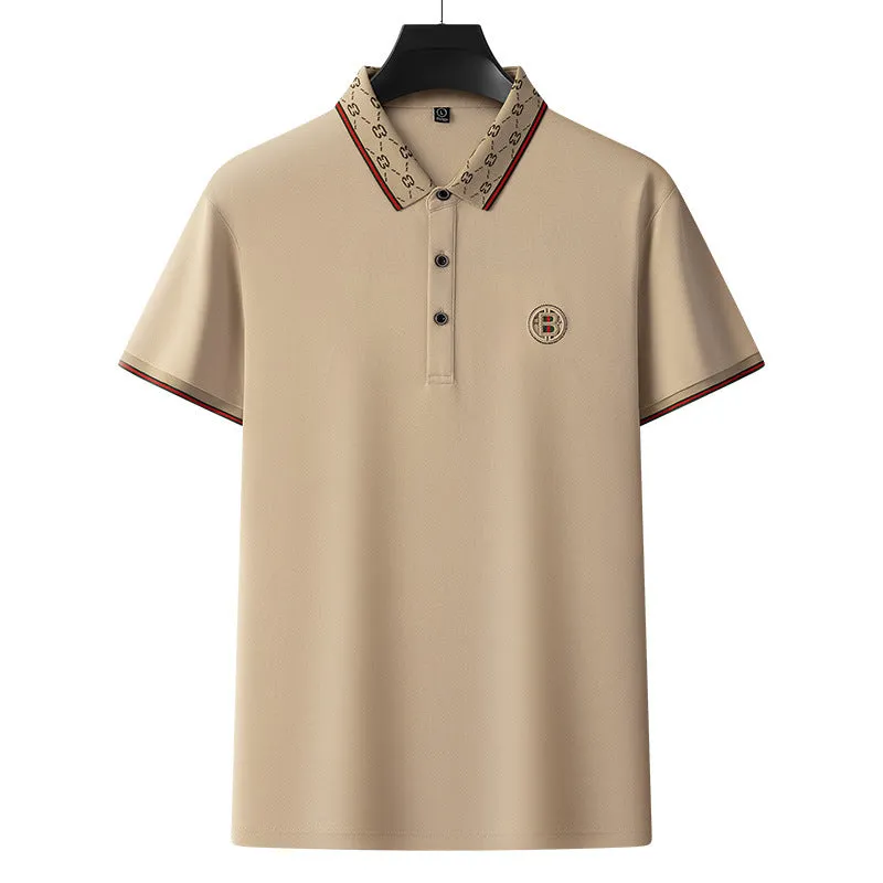 Embroidered Short Sleeve Business Casual Polo Shirt