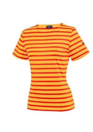 ETRILLE - Nautical Stripe Tee with Short Sleeves | Soft Cotton | Women Fit (TANGERINE / PINK)