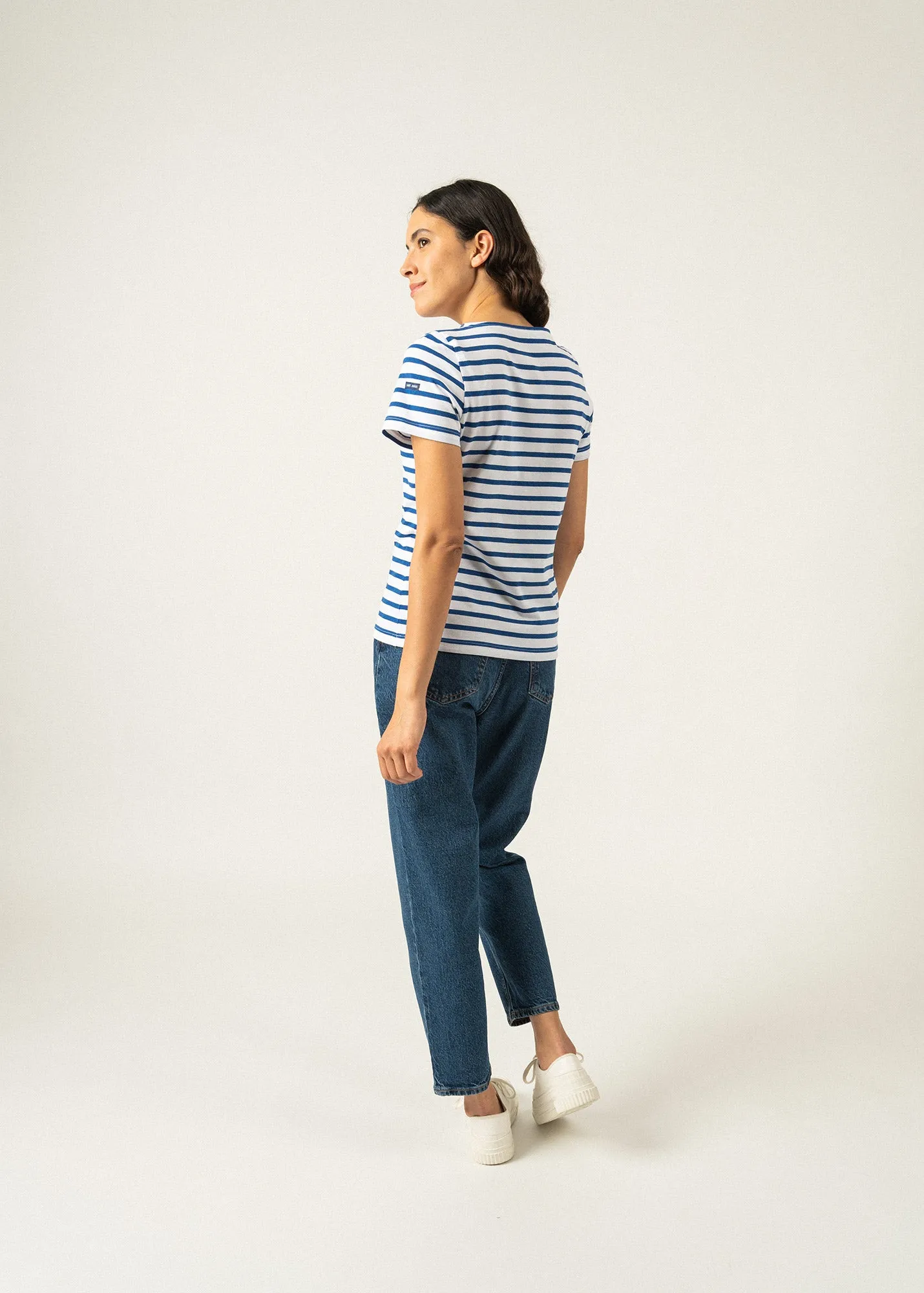 Etrille short sleeve striped sailor shirt - regular fit, in light cotton (NEIGE/GITANE)