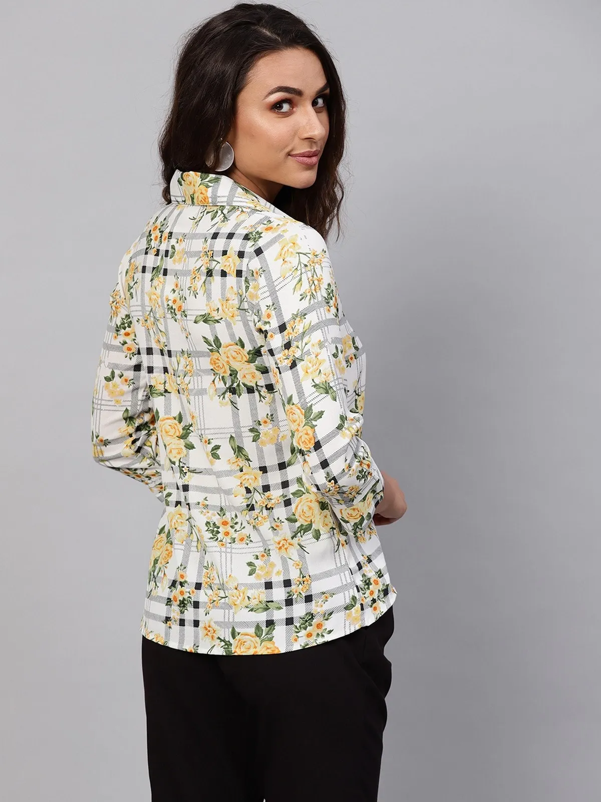 Floral Overlap Collar Top