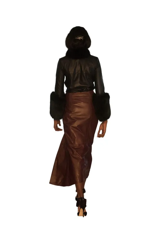 Front Split Reindeer Leather Skirt -  Limited Edition