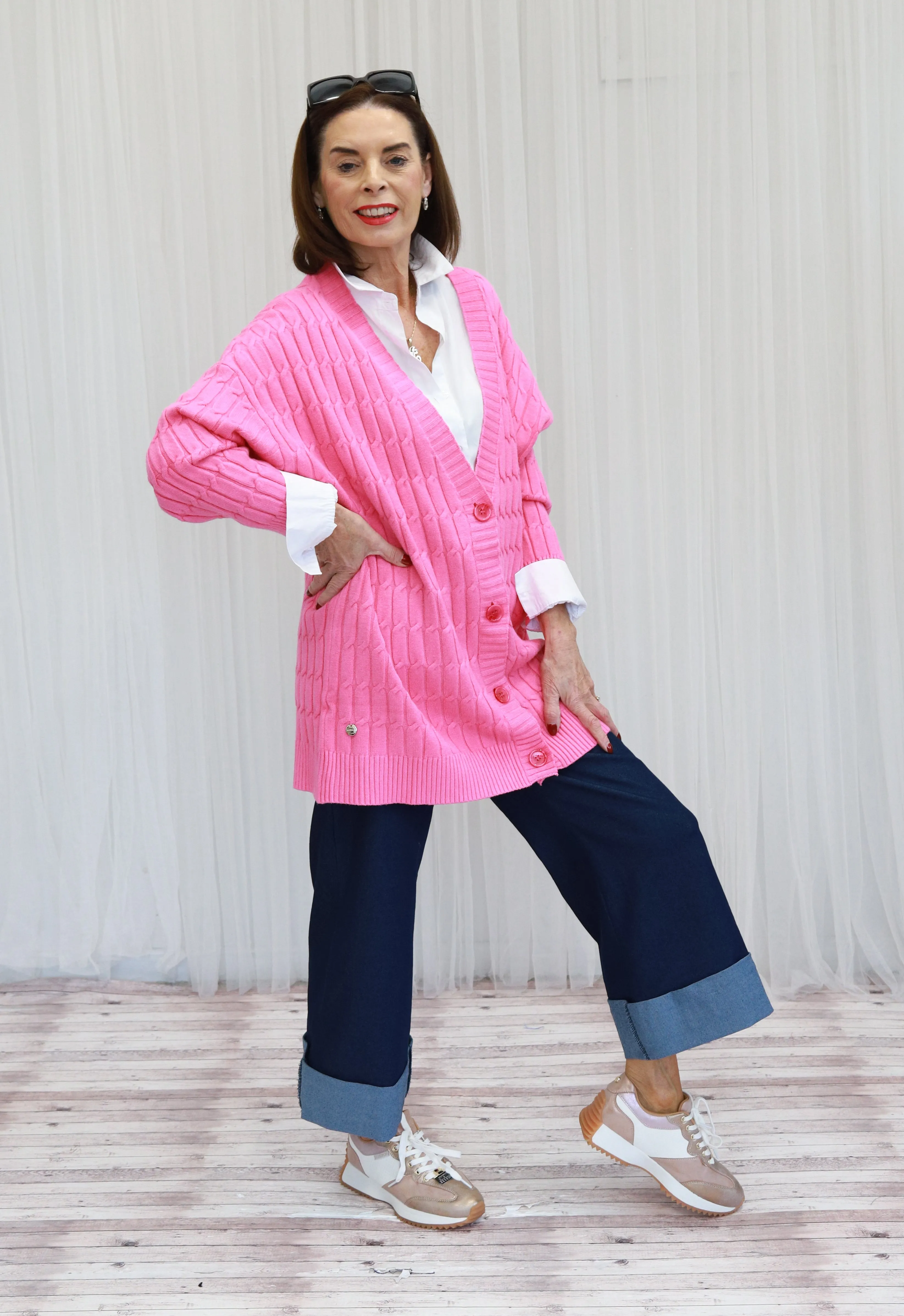 GRACE - RIBBED CARDIGAN - pink