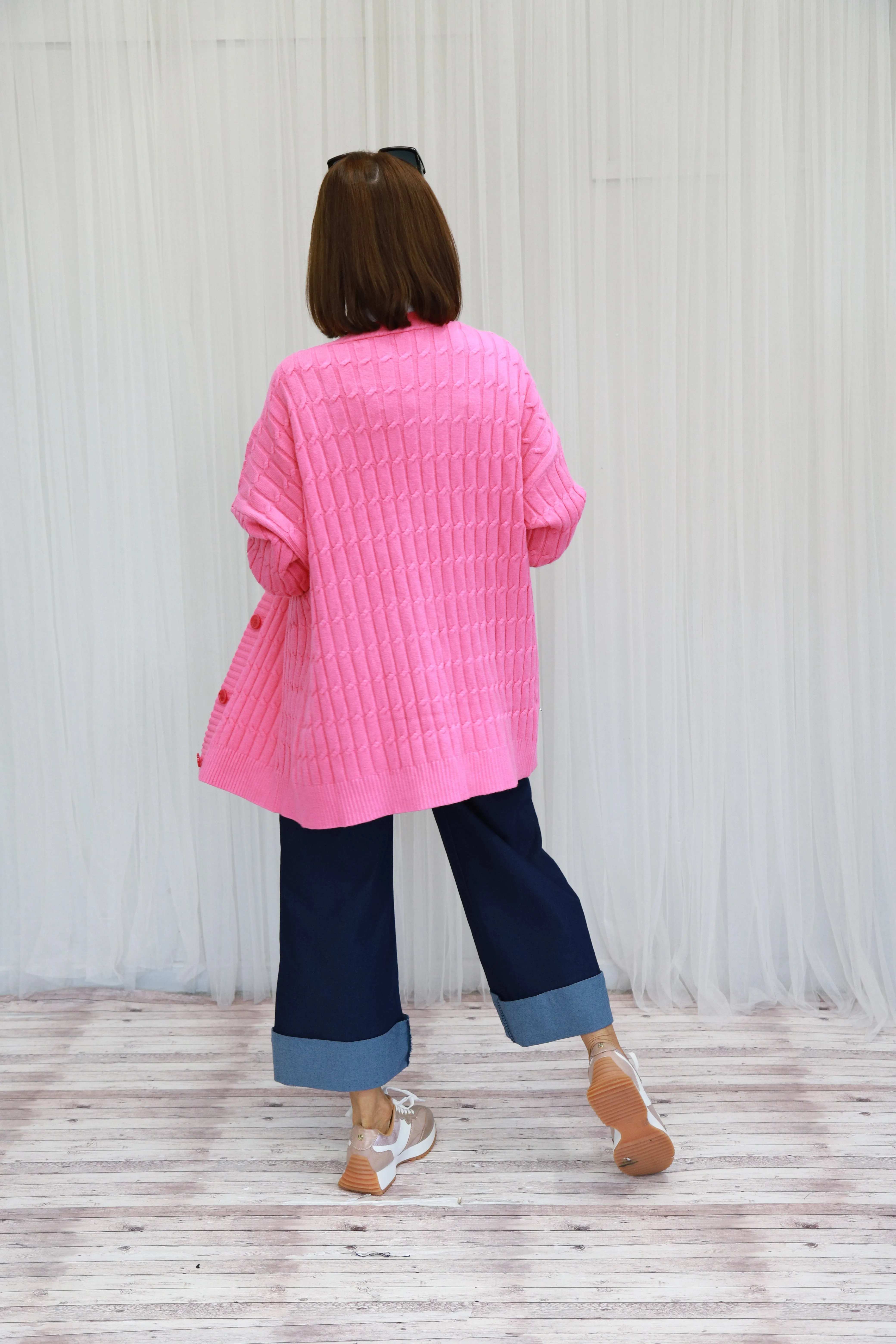 GRACE - RIBBED CARDIGAN - pink