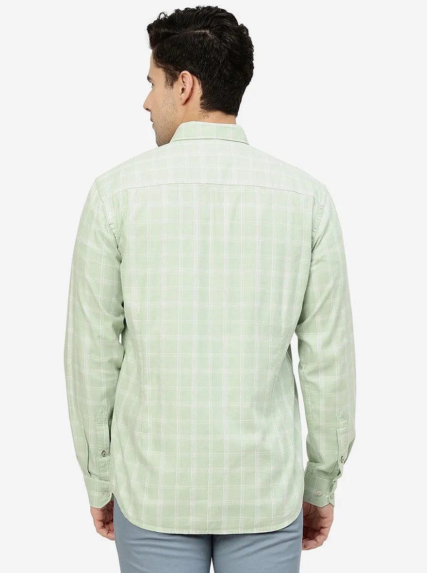 Green Checked Smart Fit Semi Casual Shirt | Greenfibre