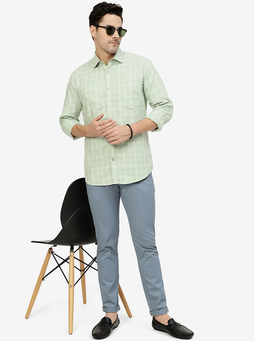 Green Checked Smart Fit Semi Casual Shirt | Greenfibre