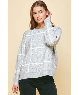 Grey Check Crew Sweater