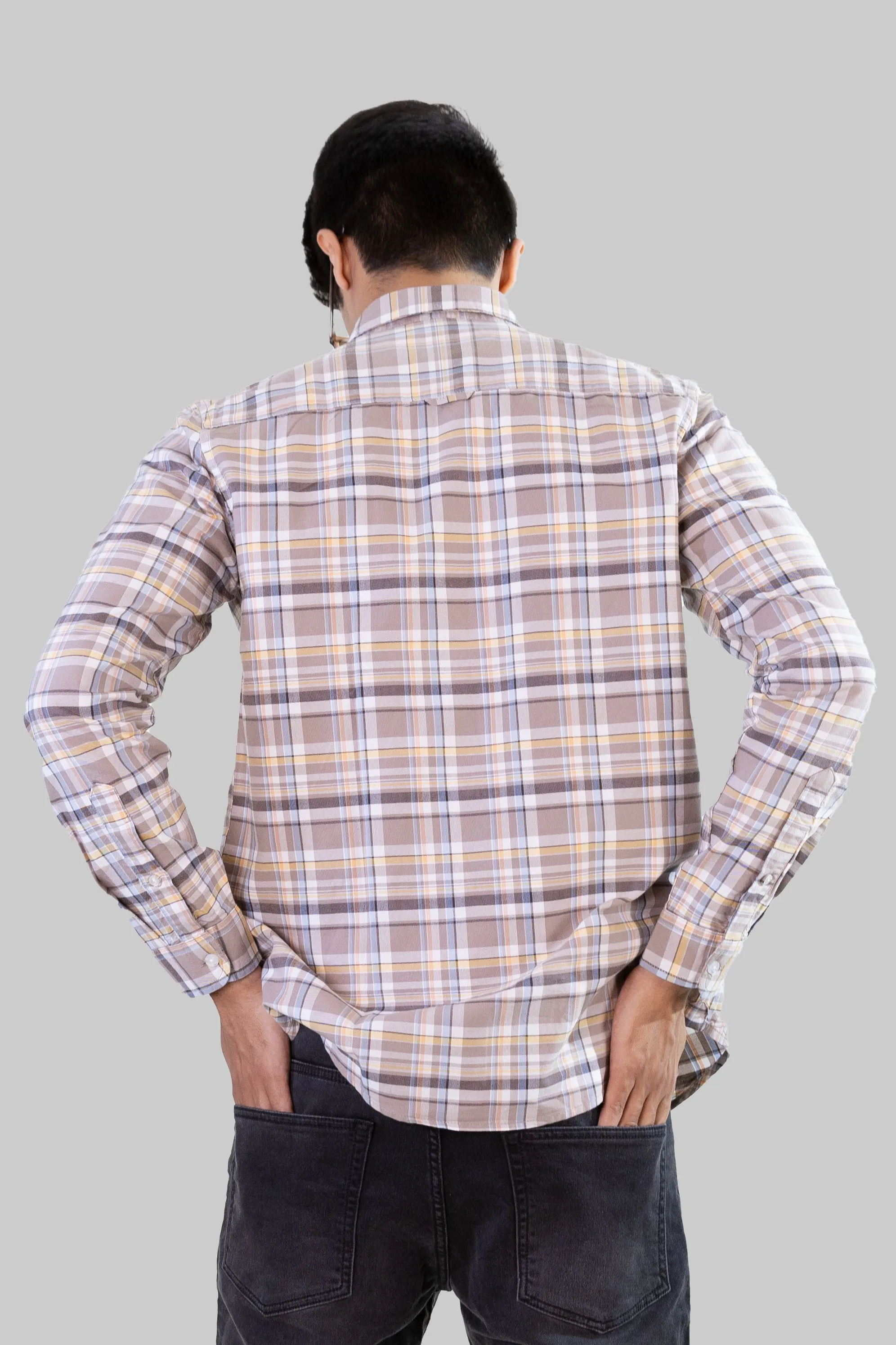 Gridline Checkered Shirt - Cream