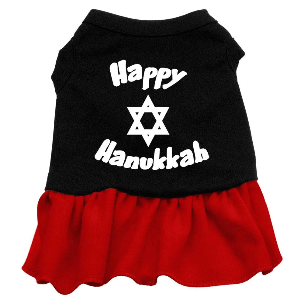 Happy Hanukkah Screen Print Dress Black with Red XXXL (20)