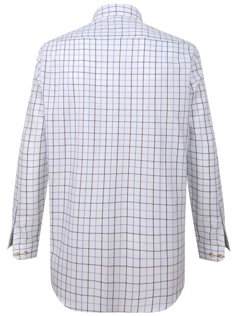 HOGGS OF FIFE Viscount Premier Tattersall Shirt - Mens - White & Navy Check