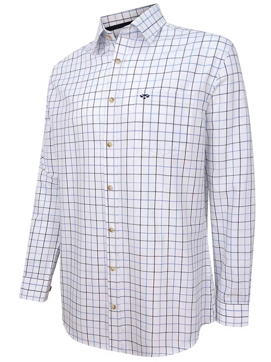 HOGGS OF FIFE Viscount Premier Tattersall Shirt - Mens - White & Navy Check