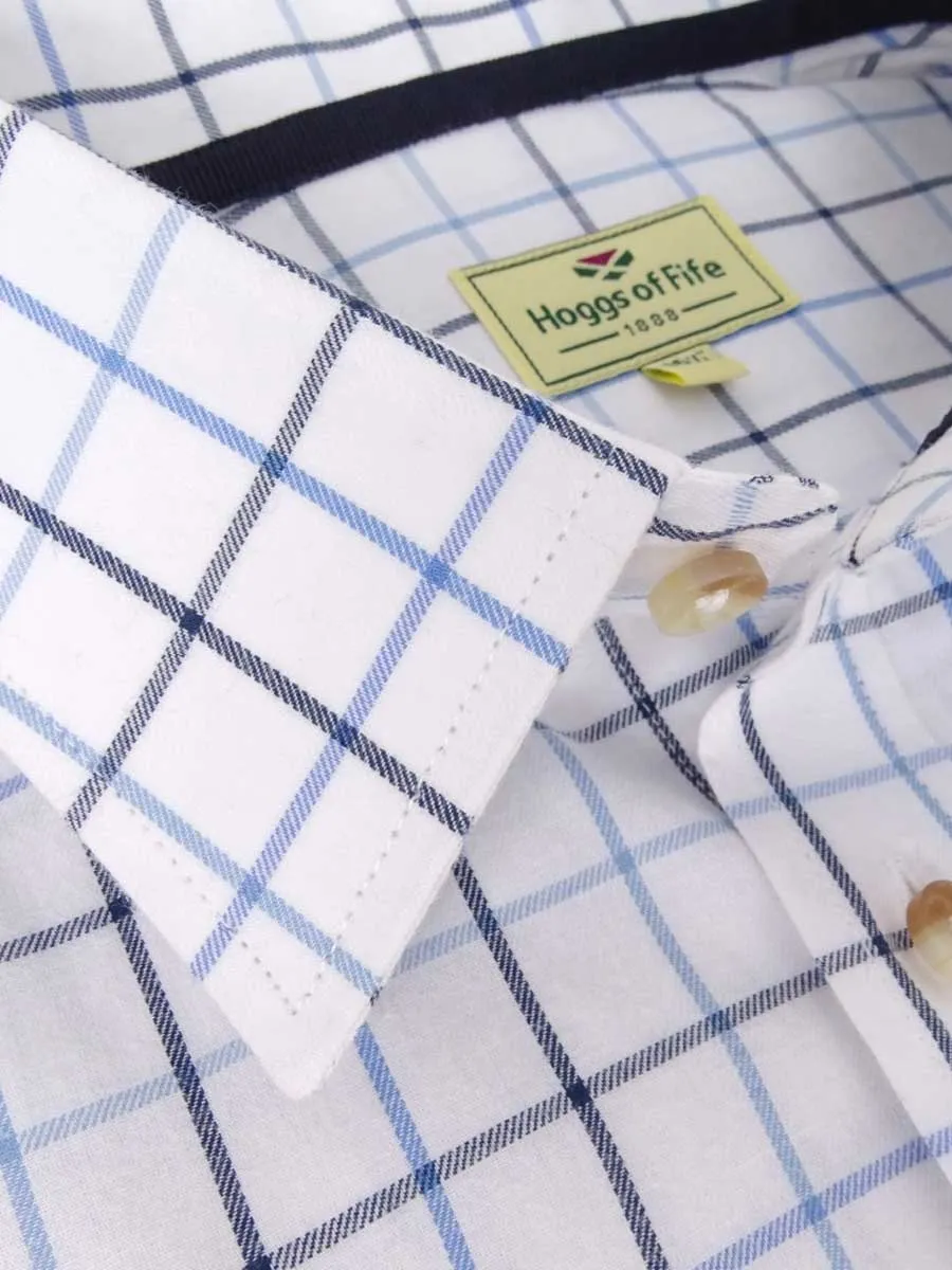 HOGGS OF FIFE Viscount Premier Tattersall Shirt - Mens - White & Navy Check