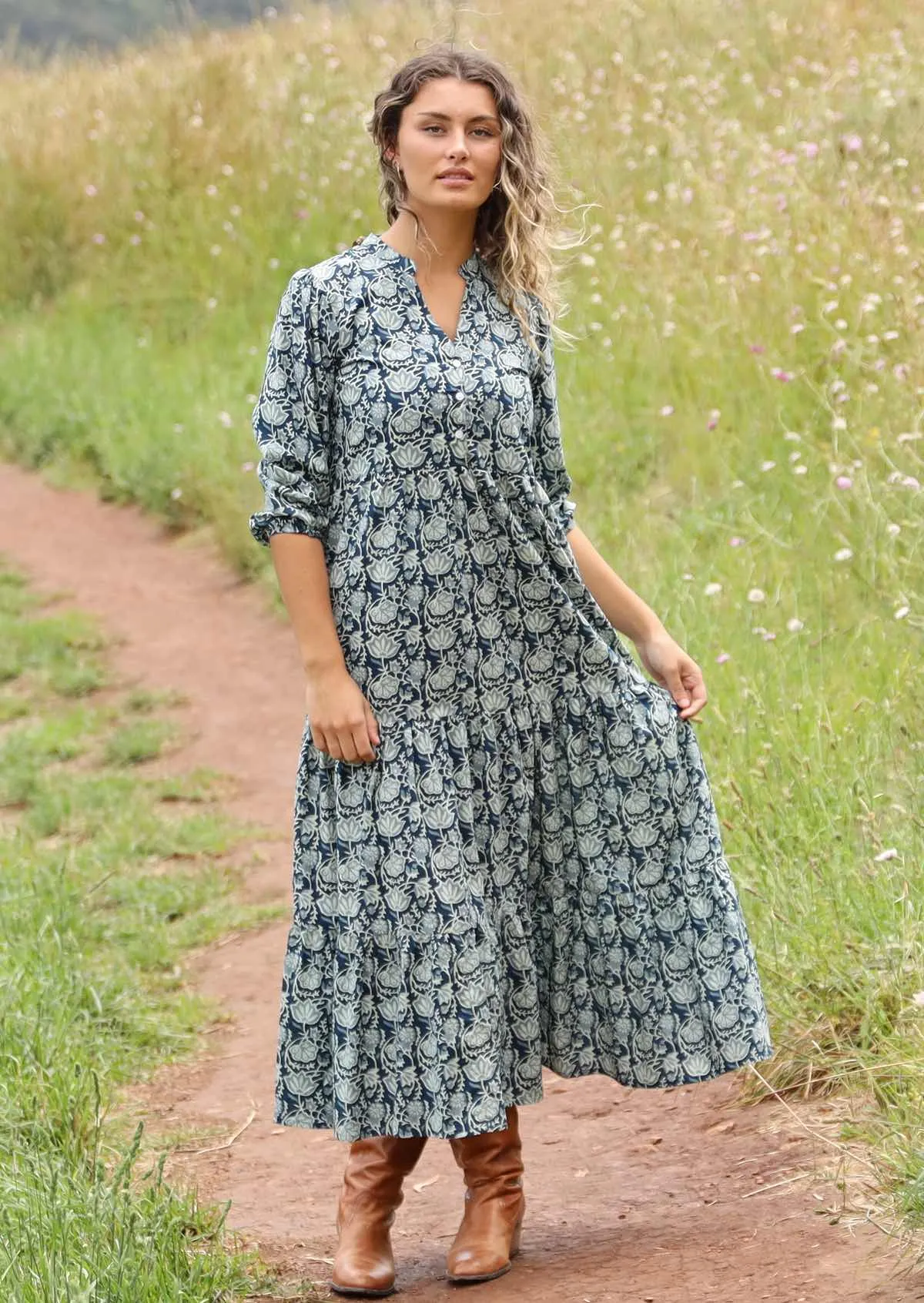 Indigo Tiered Maxi Dress