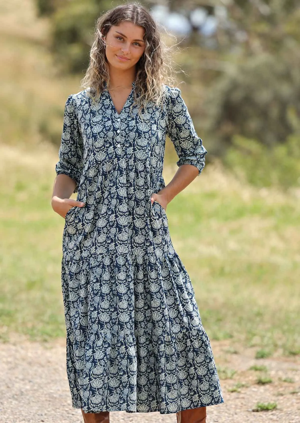 Indigo Tiered Maxi Dress