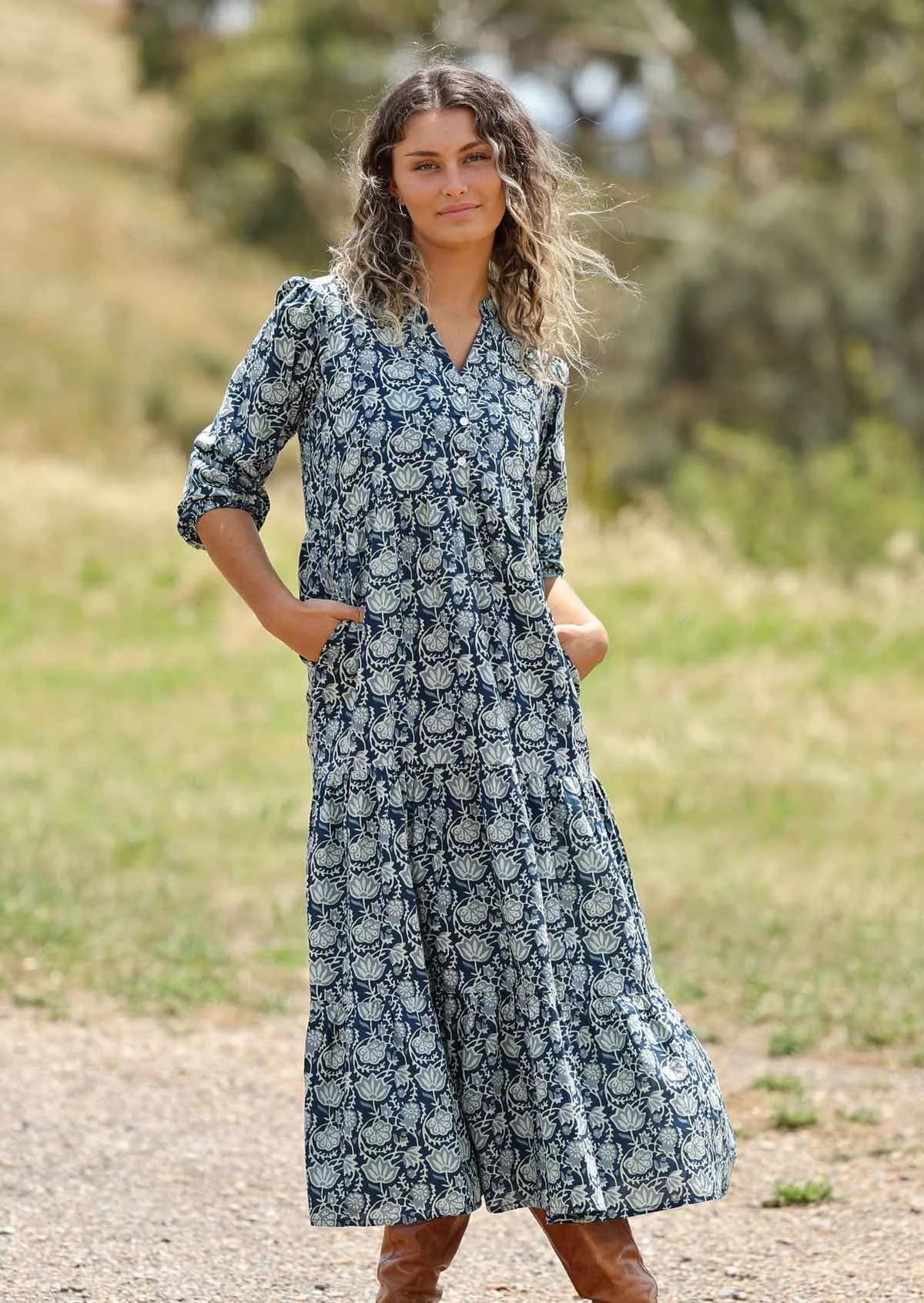 Indigo Tiered Maxi Dress