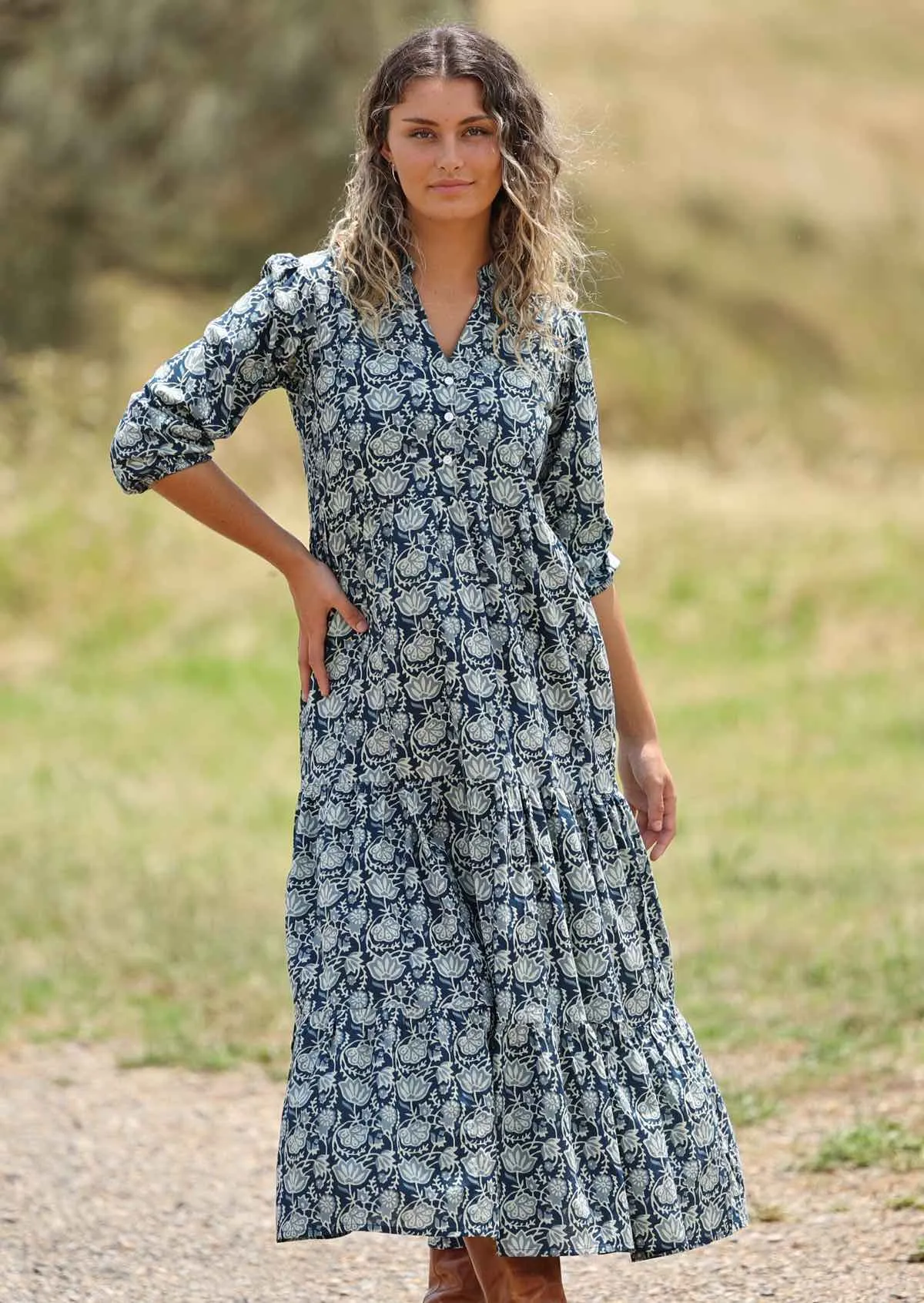 Indigo Tiered Maxi Dress