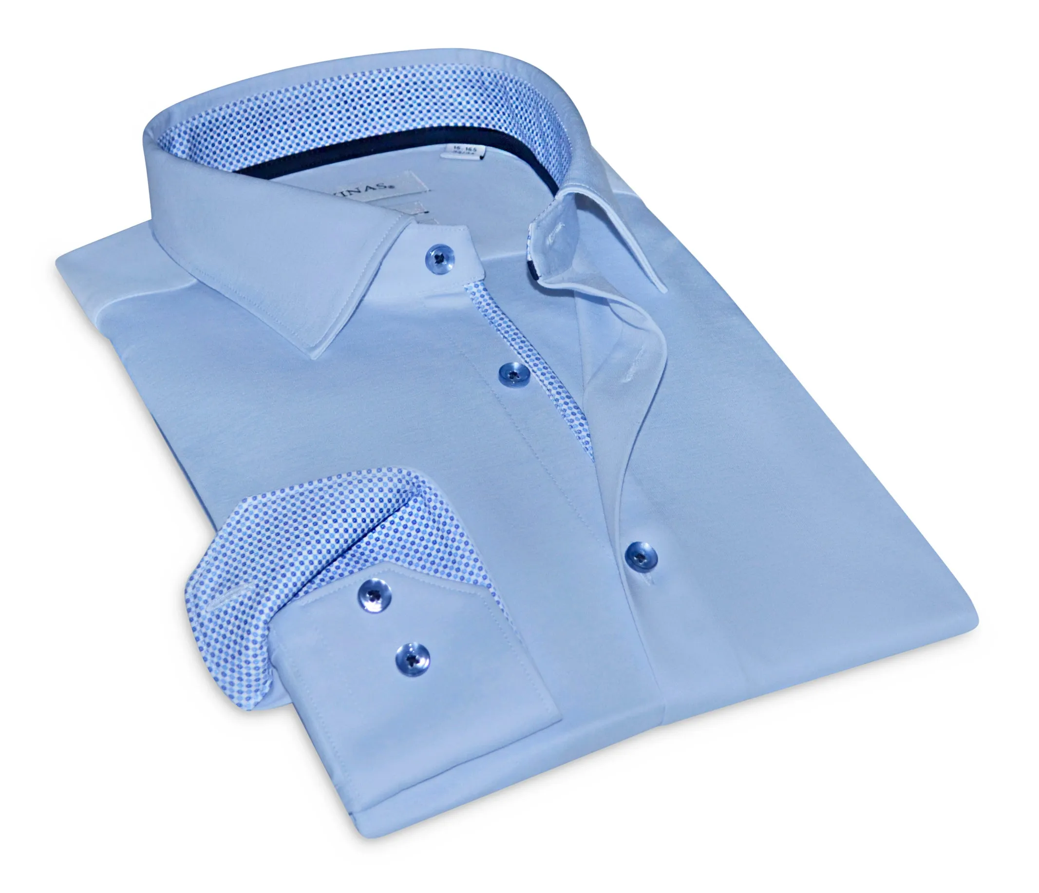 Joshua Super Stretch Button-Up Shirt With Contrast Details // Blue // Tailored Fit (Fitted)