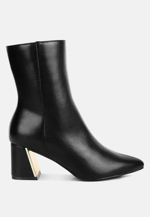 Kaira Stylish Metallic Block Heeled Ankle Booties