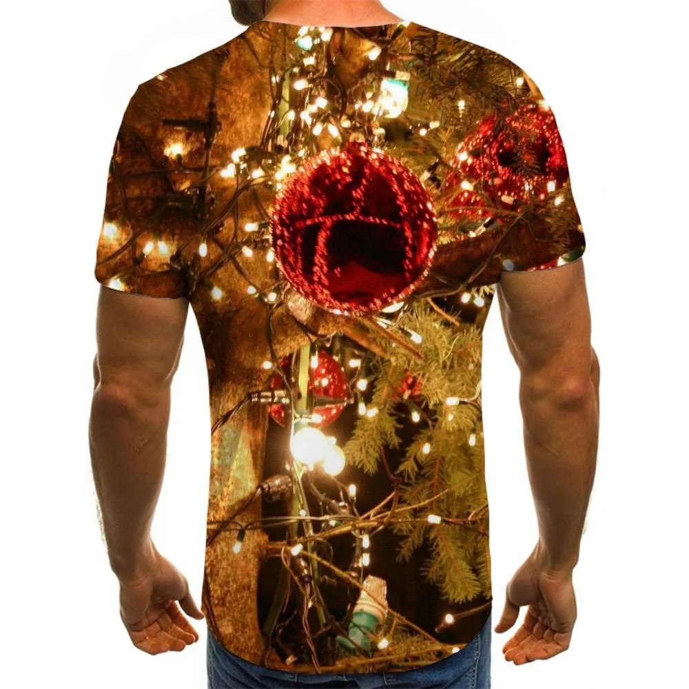 lanterns on tree tshirts festival Novelty 3D shirt Christmas men art costume Cool