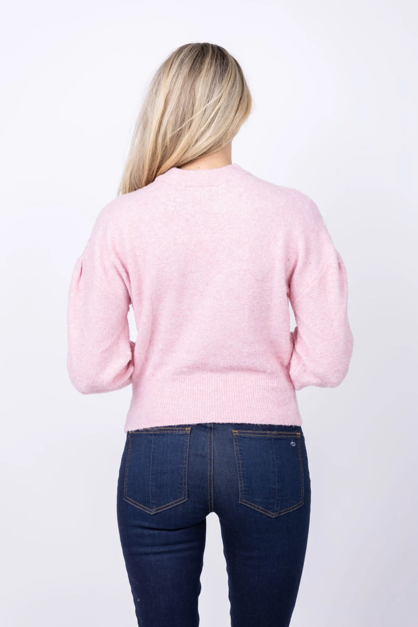 Lilla P Pleated Crewneck Sweater in Peony