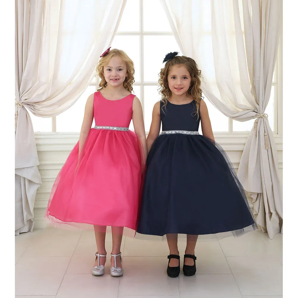 Little Girls Fuchsia Rhinestone Tulle Flower Girl Dress 2T-6