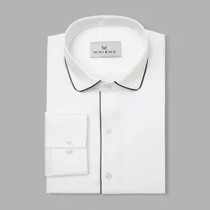 Logan White Cotton Shirt With Black Detailing