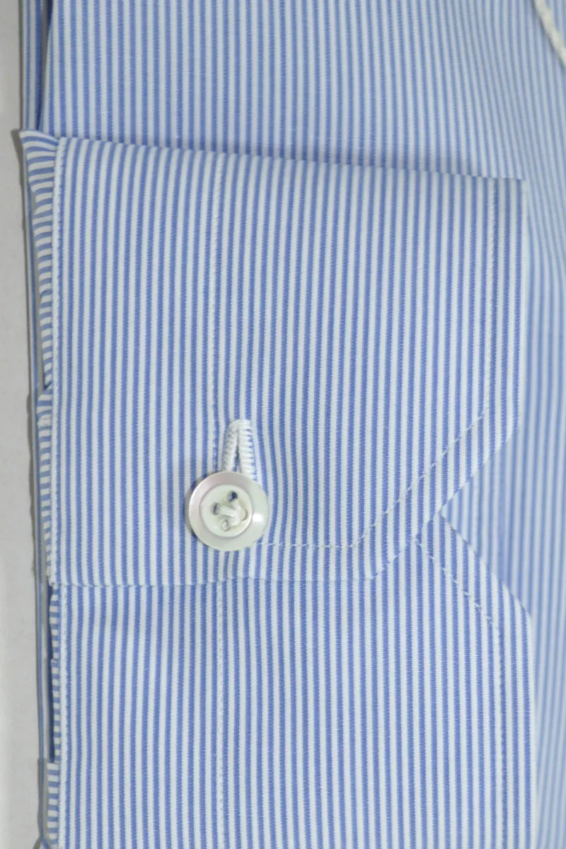 Luigi Borrelli Shirt ROYAL COLLECTION White Navy Stripes 40 - 15 3/4