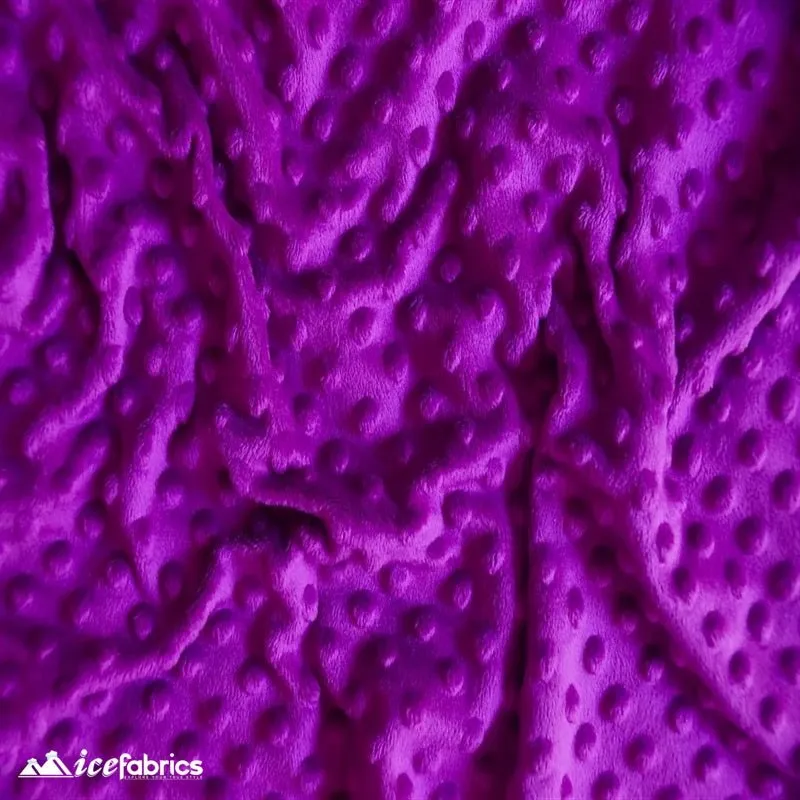 Magenta Dimple Polka Dot Minky Fabric / Ultra Soft /