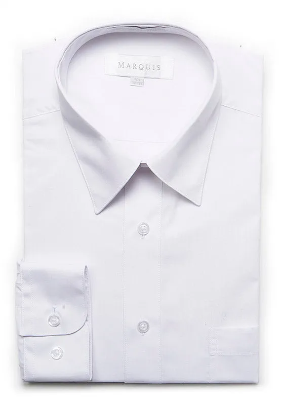 Marquis Men's Classic Fit Solid Dress Shirt - White