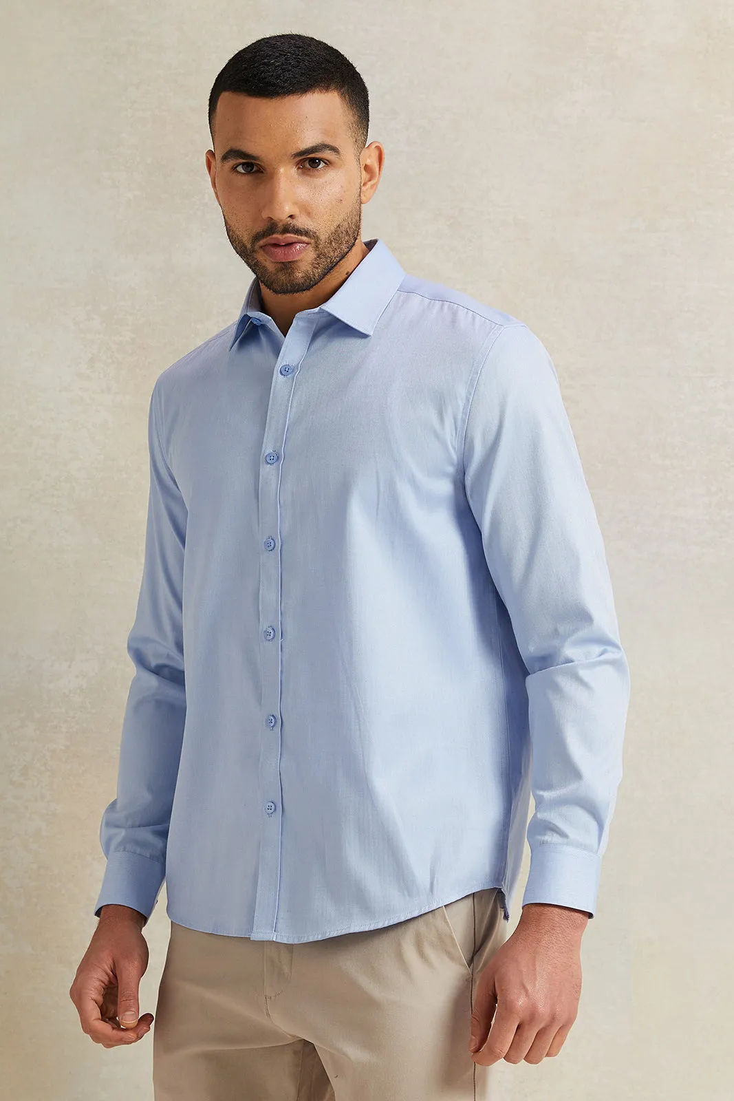 Men Blue Stand-Up Pack Shirt