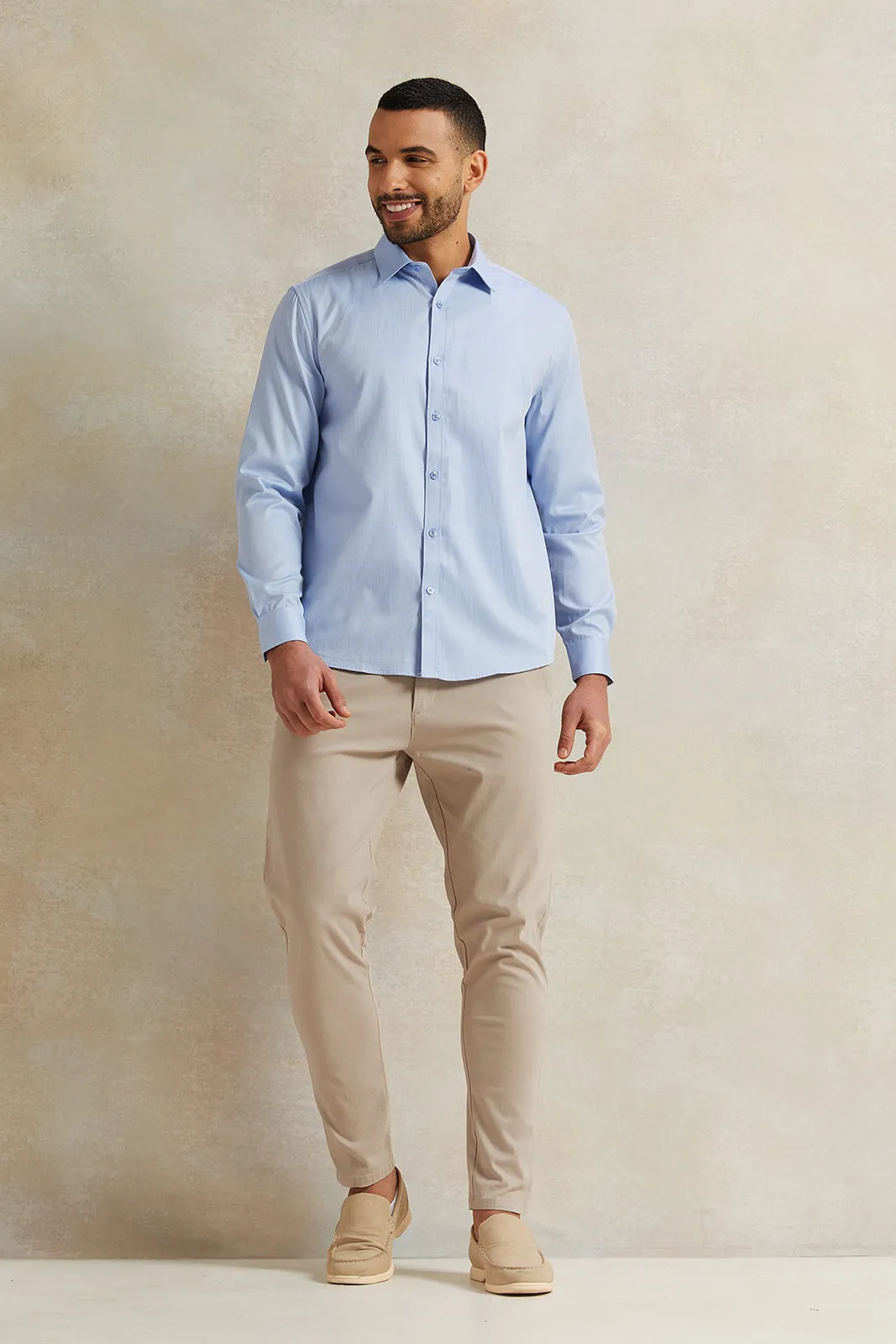 Men Blue Stand-Up Pack Shirt