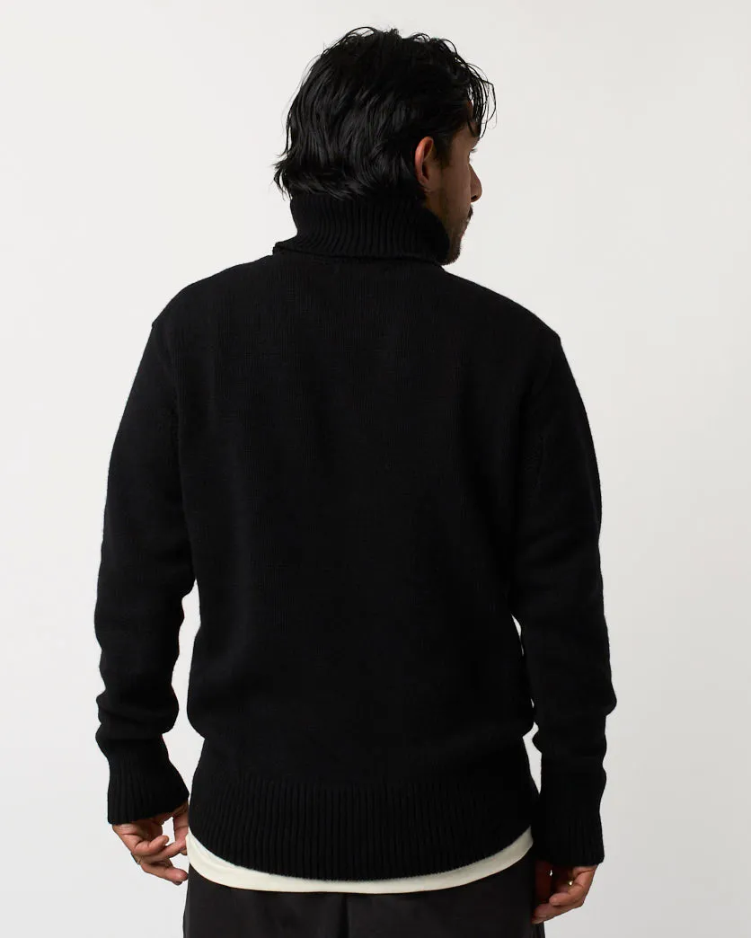 Merz B Schwanen Good Basics LOCT01 Merino Wool & Cashmere Relaxed Turtleneck Pullover - Deep Black